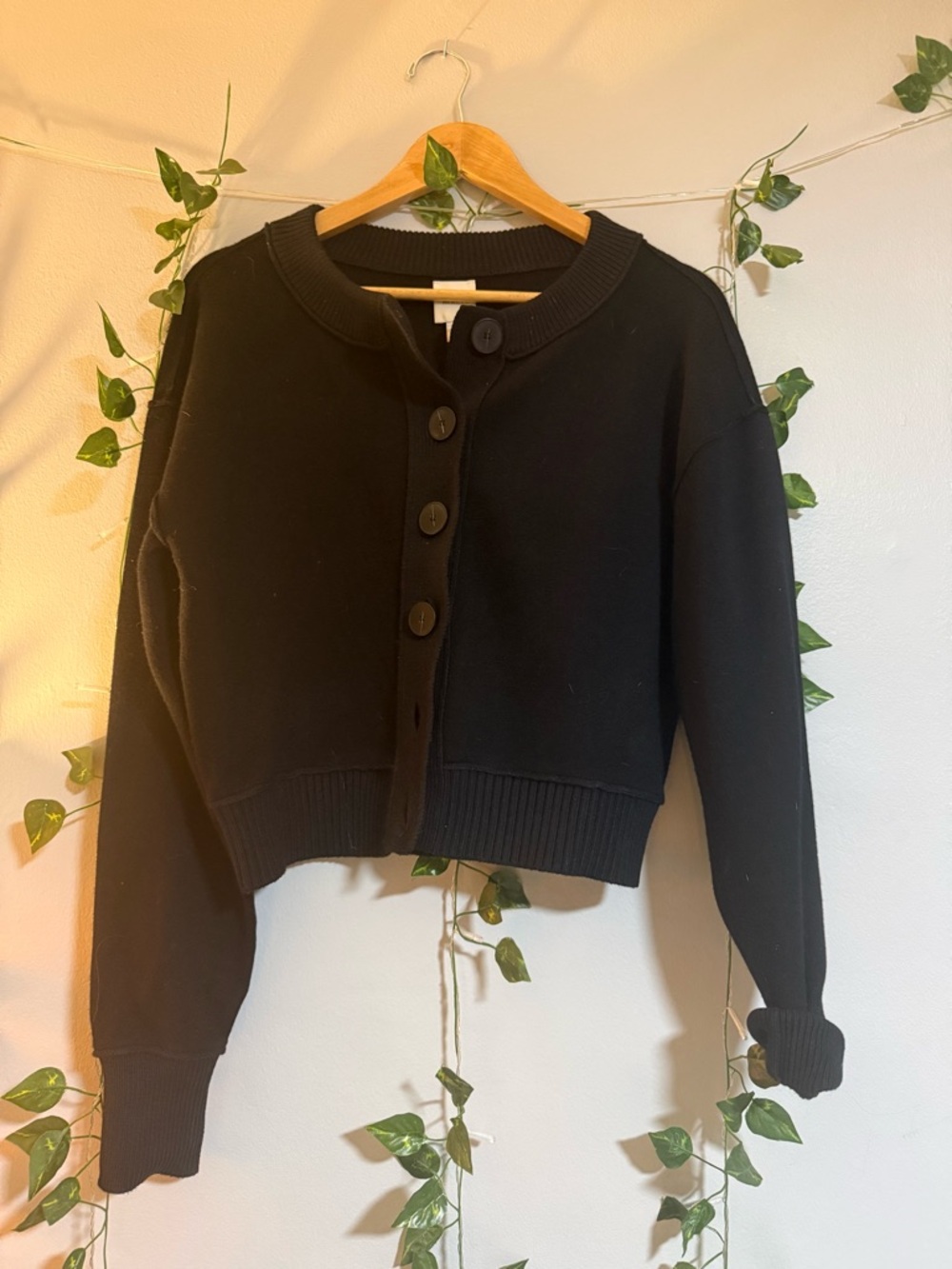 Anthropologie Maeve Thick Woven Black Button Down Cardigan Perfect Condition